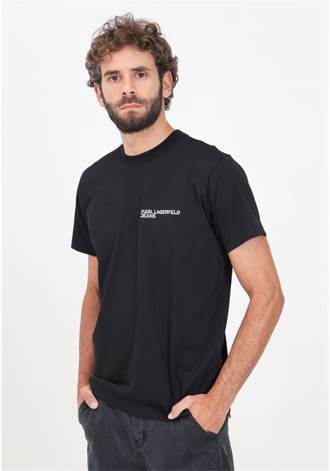 Men's black short-sleeved T-shirt with logo print KARL LAGERFELD | KL241D1700J101